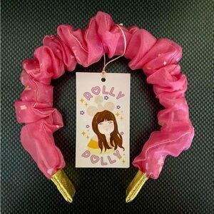 Pink and Gold Satin Hair Scrunchie Headband